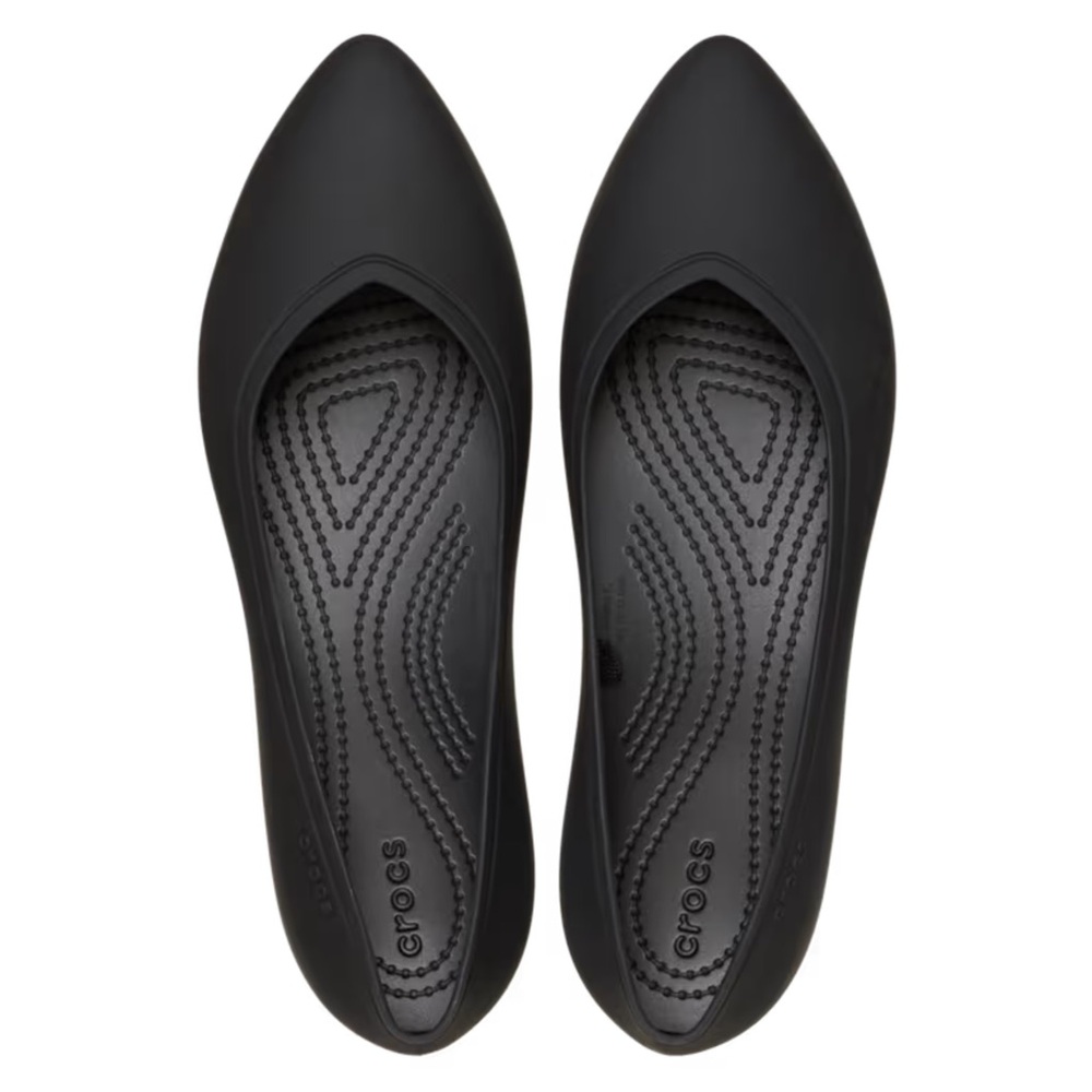 CROCS on the clock work pointed toe black flats